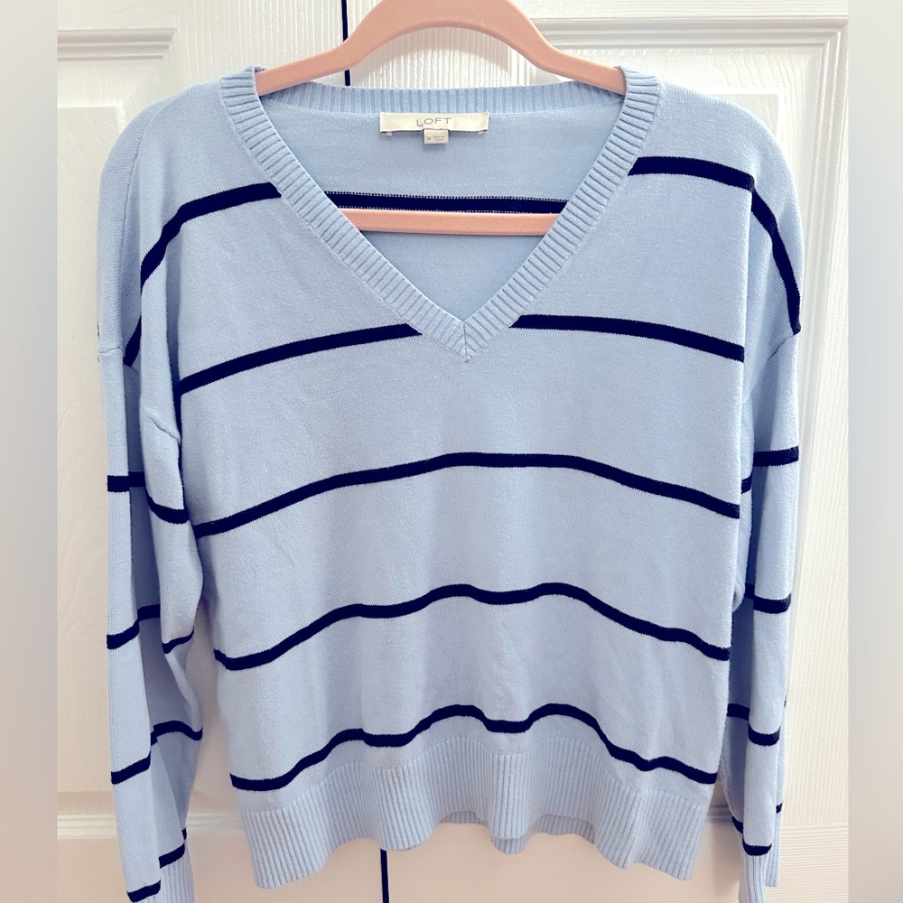 Loft V-Neck Striped Sweater
